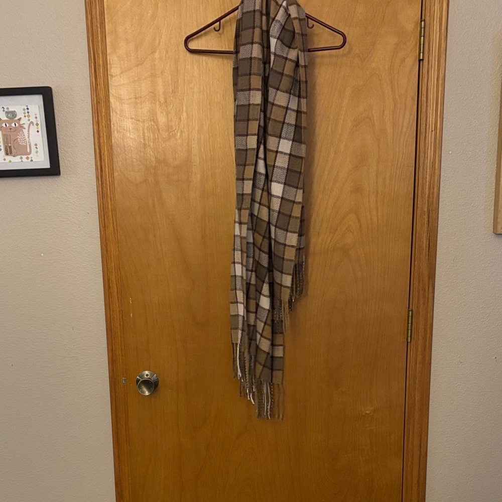 Plaid Brown and Tan Scarf